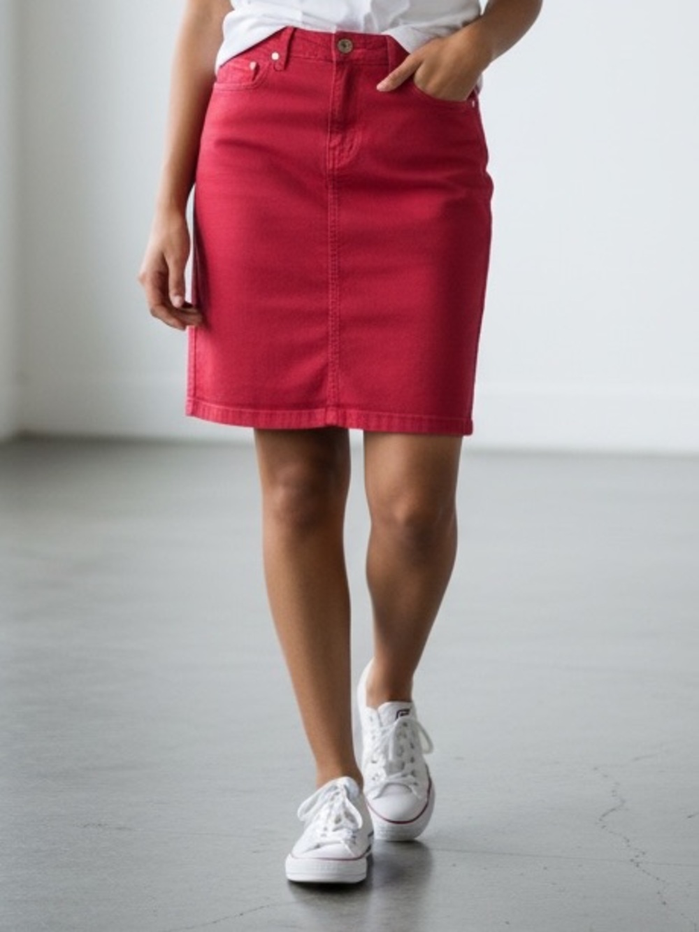 Style & Co. Red Denim Skirt